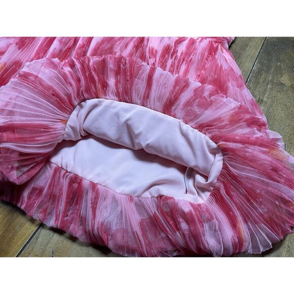 Hutch - Savvy Pink Blurred Berry Floral Tulle One Shoulder Dress Size 6 NWT - Picture 11 of 14